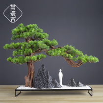 New Chinese emulated Yingying Fake Mountain Solid Wood Bonsai Pendulum hotel Living room Home Xuanguan Decorative Zen soft dress