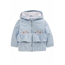 Spot UK next child dress Spring autumn girl baby blue pleated lace embroidered with cap windproof coat