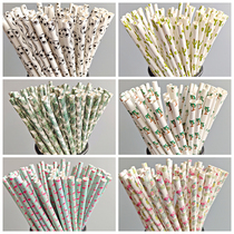 Creative color drink disposable paper straw juice party bar football straw