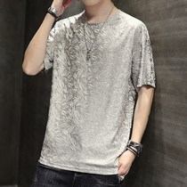 Summer mens short sleeves 2021 New Korean version of the trend Joker thin style quick dry ice feel 5 points sleeve T-shirt mens loose