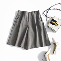 Japanese black wide-leg pants womens summer thin silk linen loose casual shorts high-waisted slim sagging five-point culottes