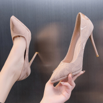 Fa-style heels children 2022 Spring new 202100 hitch and pointy heels Heel Temperament girl Single Shoe