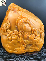 Shoushan Stone Fields Yellow Master Works Rohan Lao Stone Northern Fields Yellow Frozen Seal Gold Stone Seal Engraving Manufacturer Direct Sales