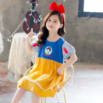 Girls Night Dress Summer short-sleeved Childrens cute Princess wind thin cartoon baby Foreign style girl pure cotton home clothes