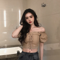 Shirt off-the-shoulder design sense niche short one-shoulder sexy 2021 new slim high-end sense of the top womens summer