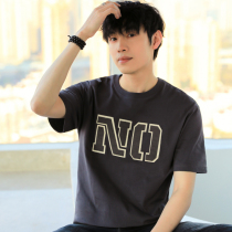 Male short sleeve t shirt 2023 summer new ice wire high end loose embroidery round - collar haven - huge men t-shirt