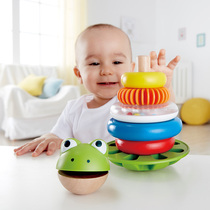 Hape Frog Florist Circle Tower Rainbow Sleeve Stack 1 year old Childrens Pulling Reactor Toys