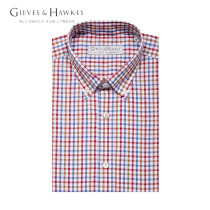  BRITISH GENTRY LUXURY GIEVESHAWKES JUNHUANG SHI MENS COTTON PLAID CASUAL SHORT-SLEEVED SHIRT G3766ER541