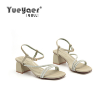 Moon bud with gentle wind and coarse heel sandals 2022 Summer new Toes Slim with high heel shoes H12123