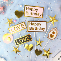 Bake cake decoration square bronzing HB three-dimensional five-pointed star card card party dessert table dress up flag card