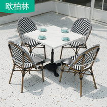 Outdoor Table And Chairs Garden Courtyard Casual Table And Chairs Modern Minima Marble Table And Chairs Balcony Rattan Furniture Table