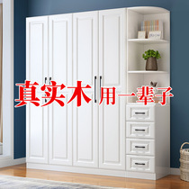 European wardrobe home bedroom economical solid wood cabinet assembly simple modern five or six door wardrobe combination