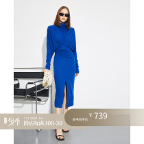 Z boss loose Australian wool one-piece dress with soft and warm man irregular waist one-piece dress