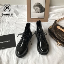 Little sun home Korea chic Harajuku locomotive Martin boots summer thin patent leather knights boots Womens Spring and Autumn single boots