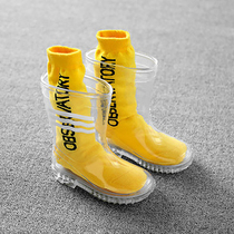 New photography props ice transparent boots children rain shoes location tour men and women waterproof transparent rain boots