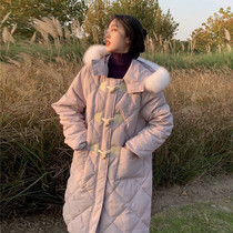 SYT cold winter also wear a tone fox fur collar purple down jacket female winter 90 white duck down jacket