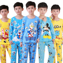 Spring and autumn long-sleeved childrens pajamas boys and girls children cartoon princess 3-12 years old cotton home clothing set