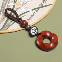 High-end car keychain pendant mens sandalwood pendant Mobius ping an women hand-woven personality