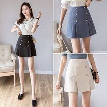South Korea 100 pleats short dresses 2020 Summer new double-row buckle a character half body dress slim and high purse hip skirt temperament