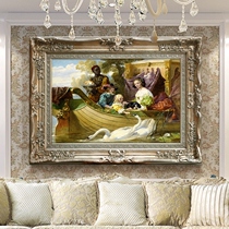 Living room sofa background wall mural atmospheric hanging painting animal Swan bedroom decorative painting European character landscape oil painting