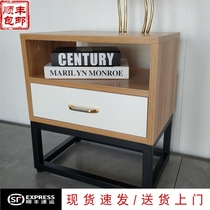 Simple modern bedside table wrought paint bedroom lockers economic furniture Nordic simple storage cabinet gold