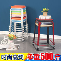 Simple small stool Plastic square stool Simple creative adult dining chair bench chair household coffee table stool iron square stool