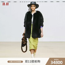 QIQI fur gas field classic black loose fashion fox fur coat women