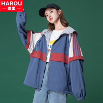 Two sides wearing jacket teenage girl raw spring and autumn clothing 2022 new junior high school high school student Han version loose casual submachine clothes