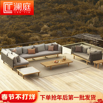 Outdoor Designer Sofa Furniture Villa Living Room Fabric Sofa Hotel Creative Sofa Chair Garden Solid Wood Sofa