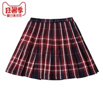 College girls skirt English school uniform pleated skirt ladies primary and secondary school students red plaid school uniform skirt