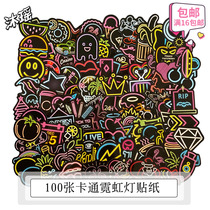 ins wind handbook sticker 100 cartoon cute neon stickers laptop phone case decorative stickers