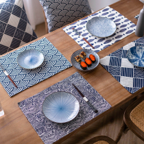 Simple placemat Japanese style and style household fabric cotton and linen heat insulation mat rectangular table mat pendulum background bowl mat