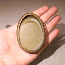 Special treatment products old pit small Kai inkstone Palm treasure old pit yellow Yuzi study room four treasure calligraphy pen added