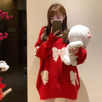 Very fairy top Western style loose all-match lazy style super fire cec red inner sweater female 2018 new winter