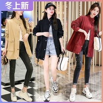 Autumn and winter denim coat women plus velvet thickened 2020 New loose Korean version of long windbreaker Joker cotton coat