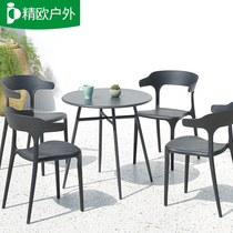 Outdoor table and chair Garden Outdoor milk tea shop table and chair combination stall table Simple leisure Nordic Balcony small table and chair