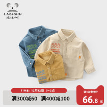 Rabbi tree childrens clothing boys shirt autumn and winter New Baby corduroy thick shirt children plus velvet warm top