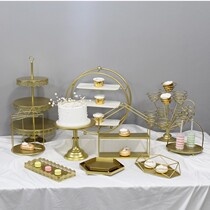 European simple golden dessert table ornaments wrought iron birthday cake plate wedding multi-layer cake holder cold dinner ornaments