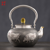 Wonderful hand Songyuan silver pot Imported from Japan sterling silver 9999 kettle Sterling silver silver pot Boiling silver pot A silver pot