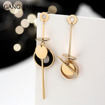 Long tassel asymmetric earrings show face thin earrings women cold wind retro harbor wind earrings 2021 New Tide