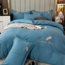 If vegetarian burrs embroidered with four sets of double Nordic Wind Four Seasons universal bed sheet bedding Bedding Naked Sleeping 4