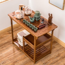 Solid wood tea cart Mobile tea table Household small tea table Simple modern chicken wing wood whole tea set set table All-in-one