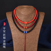 Handmade King Kong knot pendant necklace lanyard Jade jade gold male high-end clavicle short female thick year of life red