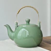 Dragon Springs Green Porcelain Large Code Teapot Stainless Steel Filter Liner Bubble Teapot Large Capacity Ceramic Home Tea Set Cool Kettle