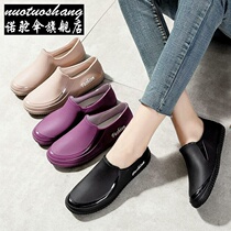 * Summer Fashion Light Mouth Rain Shoes Women Waterproof Non-slip Flat Bottom Rain Boots Lady All Season Wear car wash kitchen Working glues