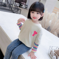 Girl Long Sleeve T-shirt Spring Autumn Season 2022 New Children Foreign Air Blouse Fake Two Babies Spring Dress Undershirt Thin 3