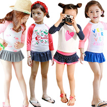 Childrens swimsuit Split skirt girl long sleeve sunscreen Cute princess student girl Korean quick-drying baby swimsuit