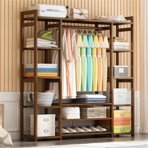 Full solid wood hanger Floor hanger Net red bedroom walnut coat rack with drawer New Chinese modern simple