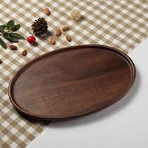 Natural black walnut oval solid wooden plate Japanese creative wooden pallet snack fruit plate tea plate tea plate