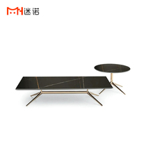 Italian Extreme Minimalist Rock Board Combined Rectangular Tea Table Light Extravagant Modern Designer Creative Round-like Interplate Corners A Few